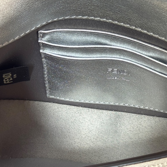 Fendi Baguette Mini Silver Crystal-Embellished Shoulder Bag With FF Motif - Picture 13 of 16